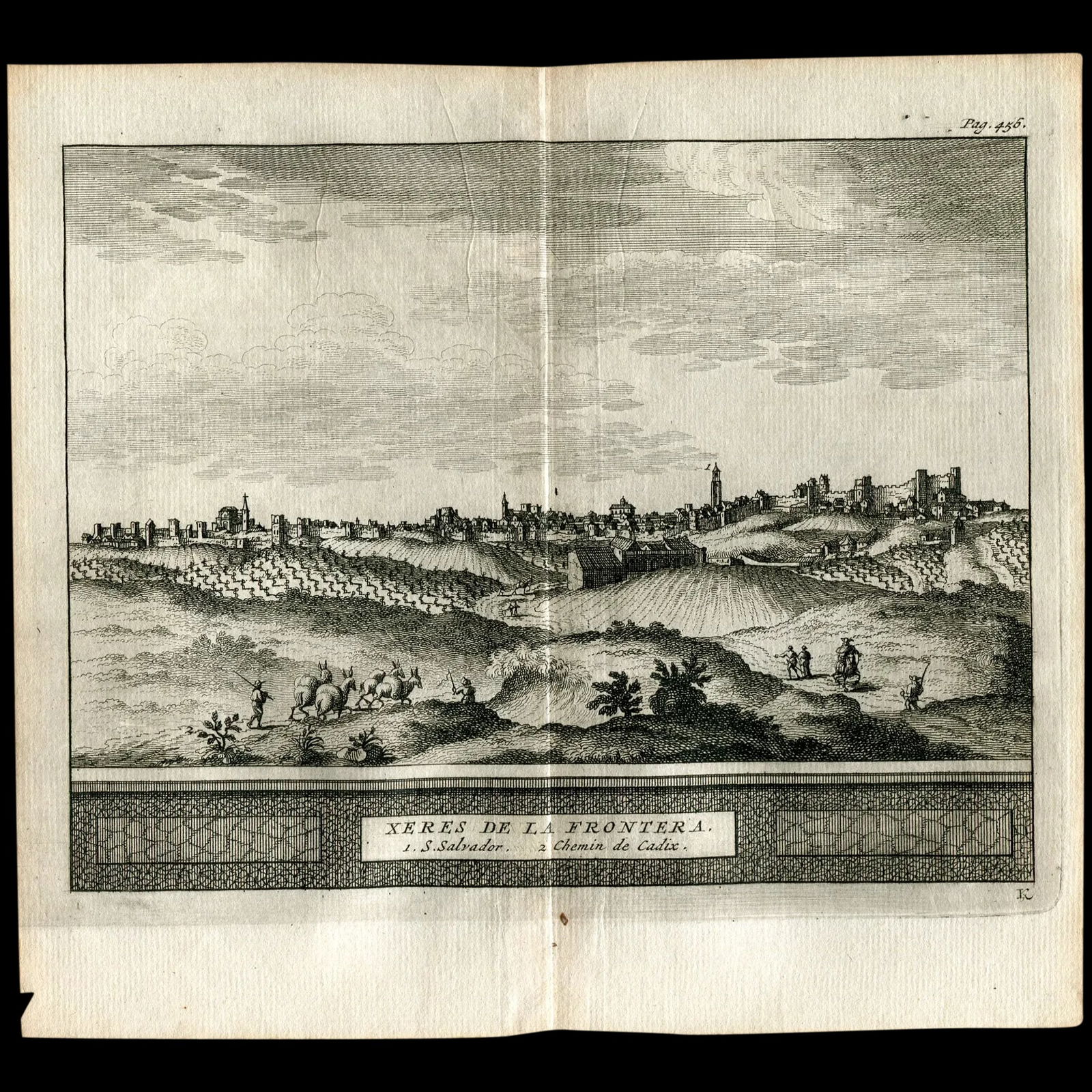 Jerez de la Frontera (Cadiz, Spain) - 1715 engraving - Pieter Van der Aa (1 of 3)