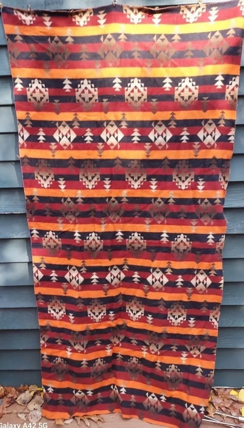 antique southwest pattern trade blanket cotton two layers sewn 72 x 36 (1 of 1)