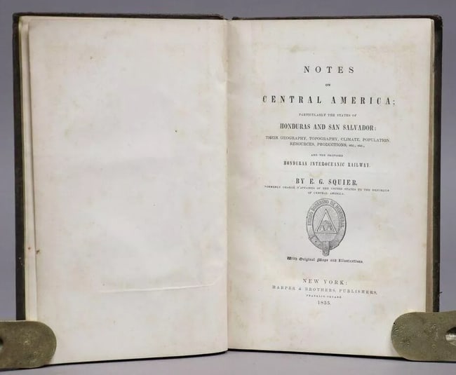1855 NOTES ON CENTRAL AMERICA by E. G. Squier antique w/ MAPS: DescriptionNotes on Central Americaby E. G. SquierNew York, 1855First editionOriginal cloth. Illustrated with engravings and folding maps.Lacks frontis mapGood condition.Text in EnglishPlease see my o