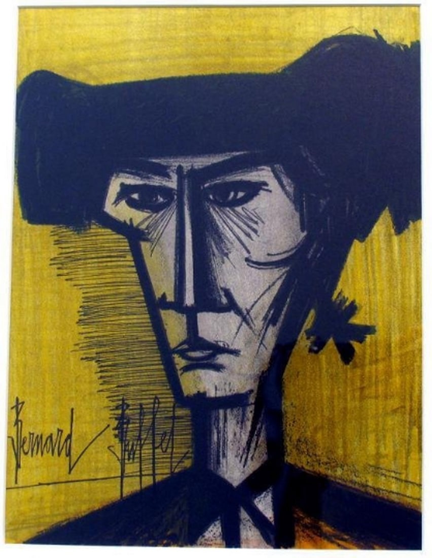 Bernard Buffet Torero Original Lithograph 1967: Artist: Bernard Buffet Country: France Title: Torero Medium: Original Lithograph Marks: Signed in plate, not numbered Printed: 1967 by Fernand Mourlot France Paper: Velin Acropole 12.5 x 9.5 inch Prov