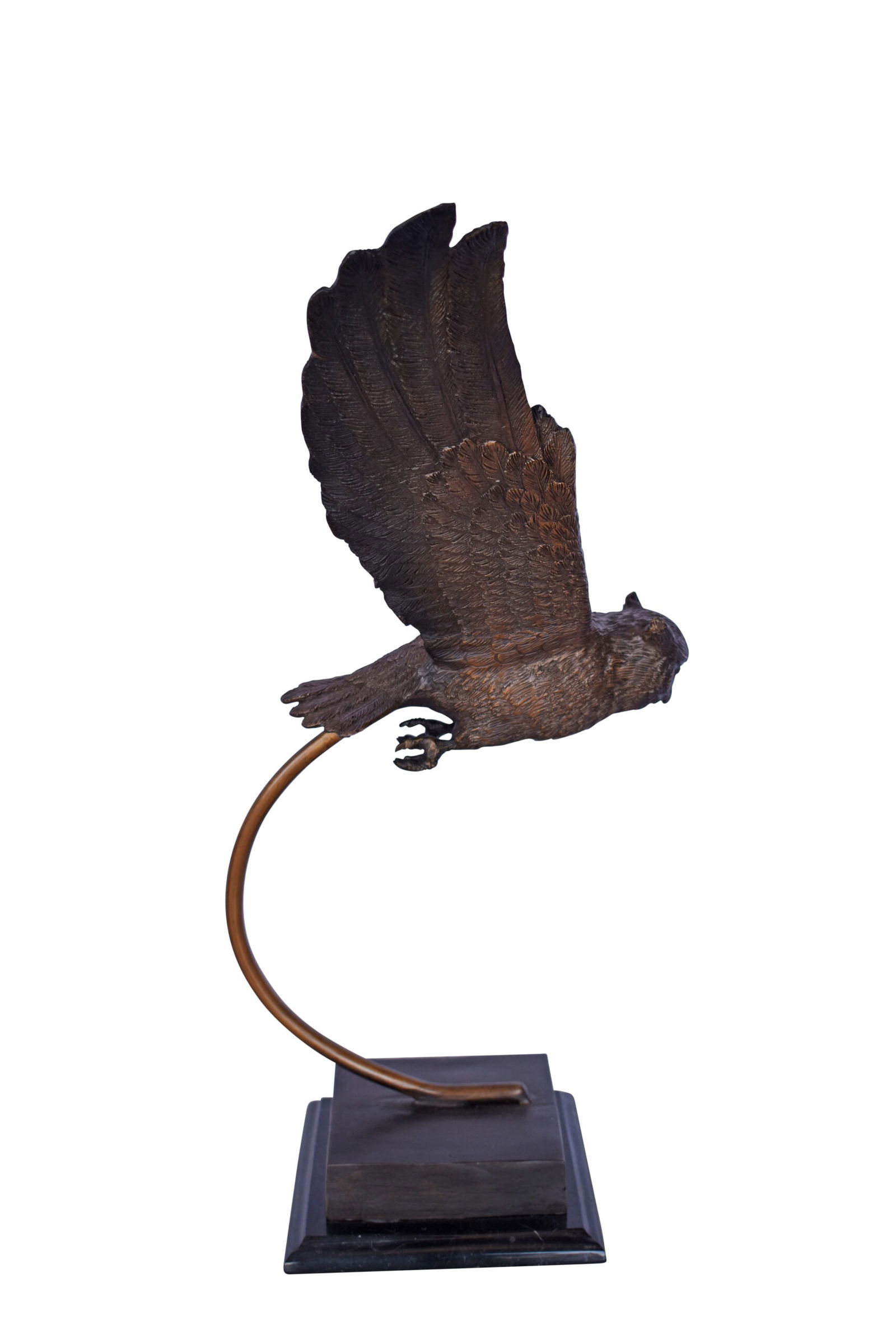 Owl Searching for Prey Bronze Statue - Size: 18"L x 11"W x 22"H. (1 of 11)