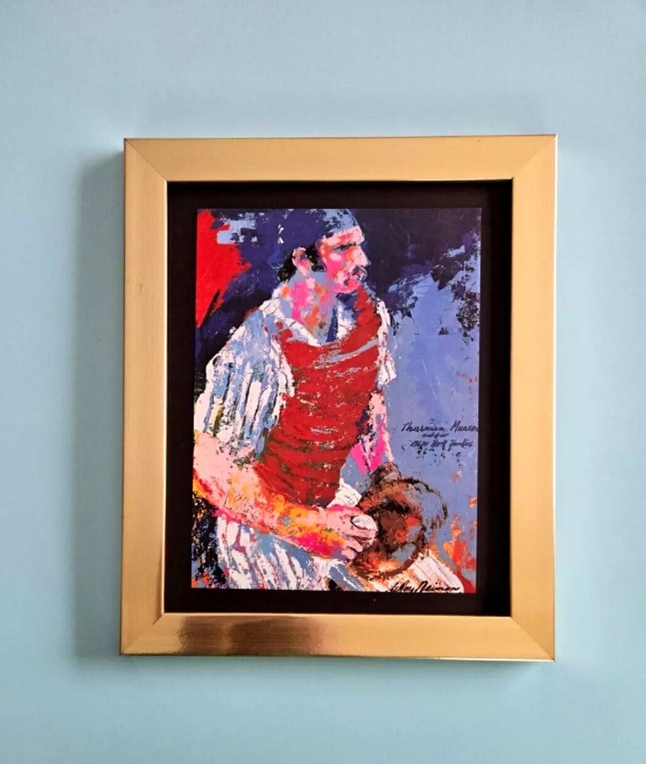 LEROY NEIMAN THURMAN MUNSON NY YANKS BASEBALL 1980S PLATE SIGNED PRINT FRAMED W (1 of 2)