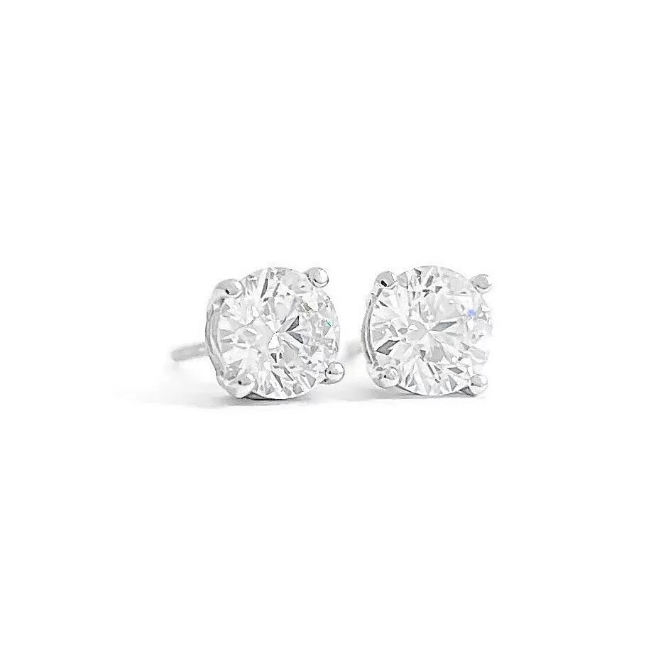 Round Lab-Created Diamond Stud Earrings 14K White Gold 4-Prong Basket, 1.09 CTW (1 of 4)