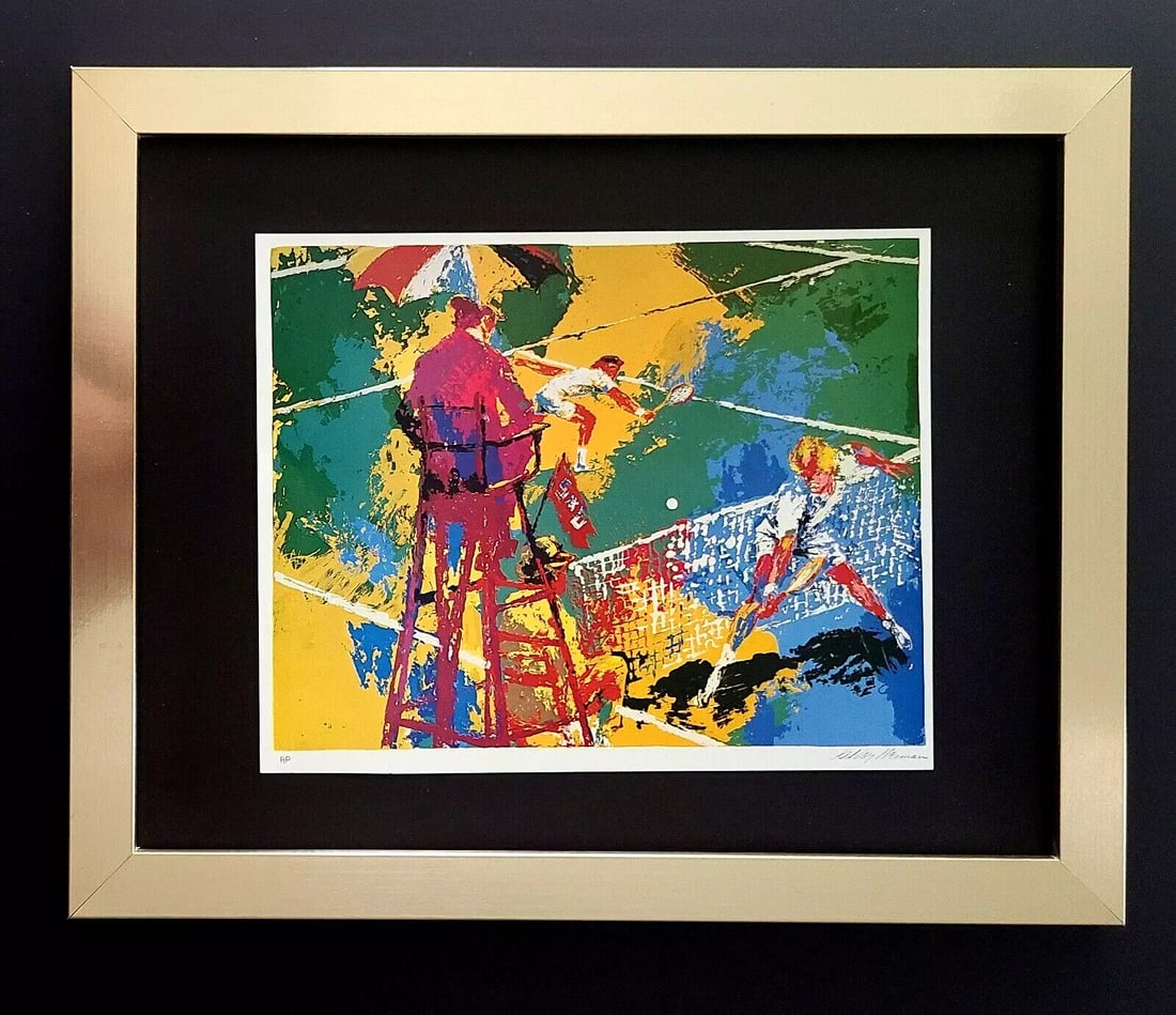 LEROY NEIMAN + TENNIS + CIRCA 1990'S + SIGNED PRINT FRAMED + BUY NOW: We have for Sale this LEROY NEIMAN AWESOME 1990'S PRINT ON PAPER " TENNIS " SIGNED ON THE PLATE FULL OF COLOR PRINT SIZE OF THE PRINT: 10 X 8 in FRAME COVERS AN AREA OF 15 X 11 in MOUNTED AND FRAMED E