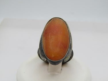 Vintage Sterling  Amber Colored Ring, Sz. 6,  1940's-1950's