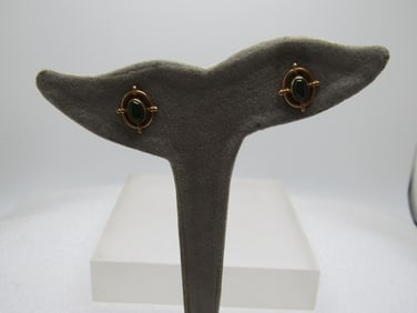 Vintage 14kt Chrysoprase  Stud Earrings, 1960's-1970's