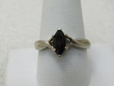 Vintage Sterling Silver Onyx Ring, Sz. 11, apx. .75 tcw