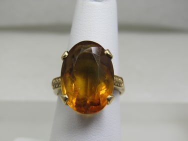 Vintage 14kt Citrine Ring, Sz. 5.5 , 1950's-1960's. 9.5 CTW