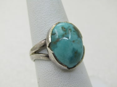 Vintage Southwestern Sterling Amazonite Ring, Sz. 7.5, 487 gr.