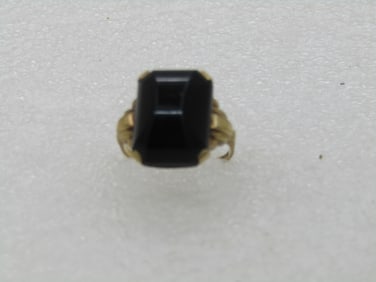 Vintage 10kt Onyx Ring, Sz. 7 Mid-Century, Appx. 7 TCW, Signed