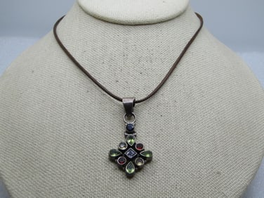 Vintage Sterling Mixed Gem Necklace, 20", 1980's-1990's
