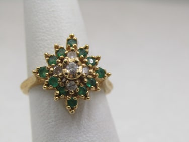 Vintage 10kt Onyx Diamond Chip Ring, Sz. 6.5, Dason Signed