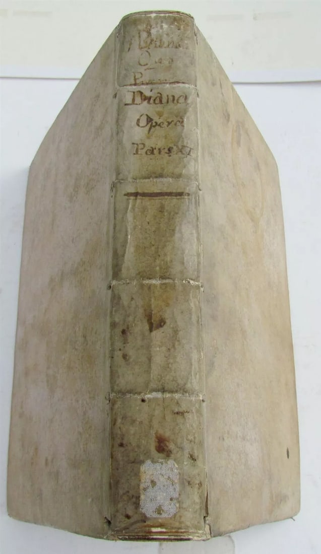 1678 VELLUM BOUND ANTIQUE FOLIO Antonini Diana Panormitani Resolutiones Morales: Antonini Diana Panormitani… Resolutiones Morales. Venice, 1678. Size 13 x 9.5". Folio. Period vellum, title to spine in manuscript. Some toning on the pages. Ex-library. (23) Reserve: $266.00 <