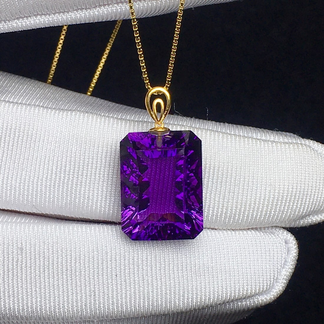 18k gold inlaid pure natural Uruguayan amethyst pendant (1 of 6)