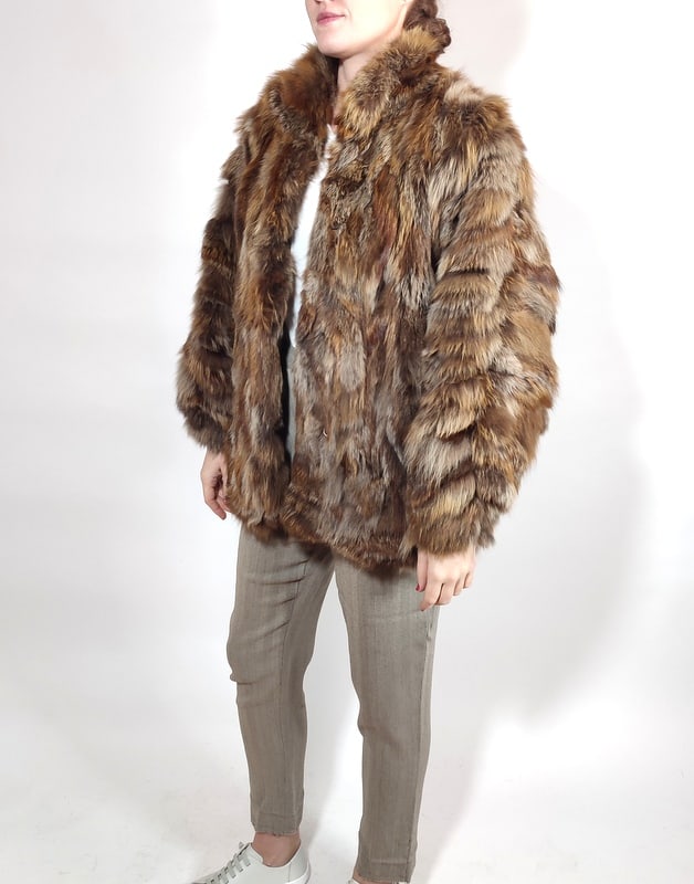 BROWN FOX FUR BOMBER JACKET EU: 3XL; US: 26 (1 of 9)
