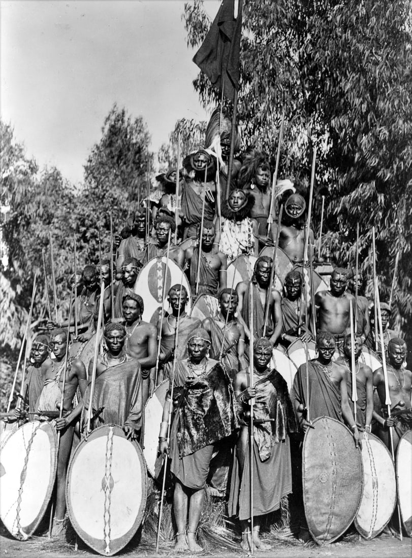 1910, 19X13" KAVIRONDO SPEARS & SHIELDS, AFRICA: Title: 1910, 19X13" KAVIRONDO SPEARS & SHIELDS, AFRICA Artist/Source: FRANK CARPENTER Original Date: SEE TITLE Dimensions: 19X13 Description: || UNITED STATES SHIPPING ONLY!|| This lot is a Dye Based 