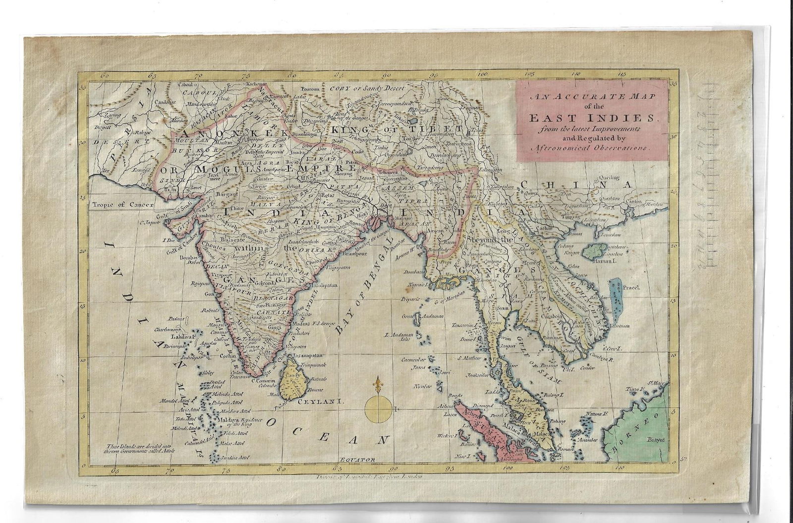 1789 Handcolored Bowen Map of East Indies (1 of 1)