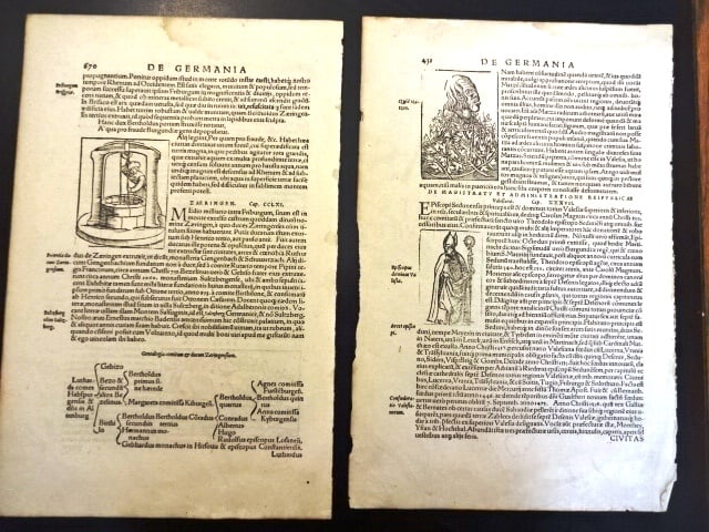 17th C Leaves Woodcuts German History (1 of 2)