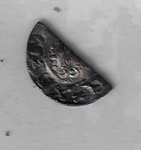 Medieval Cut English Penny: An English Medieval cut penny from the 14th century. Made of silver, the coin was cut to be used as a half penny. Very Good with markings. Reserve: $15.00 Shipping: Domestic: Flat-rate of $10.00 to an