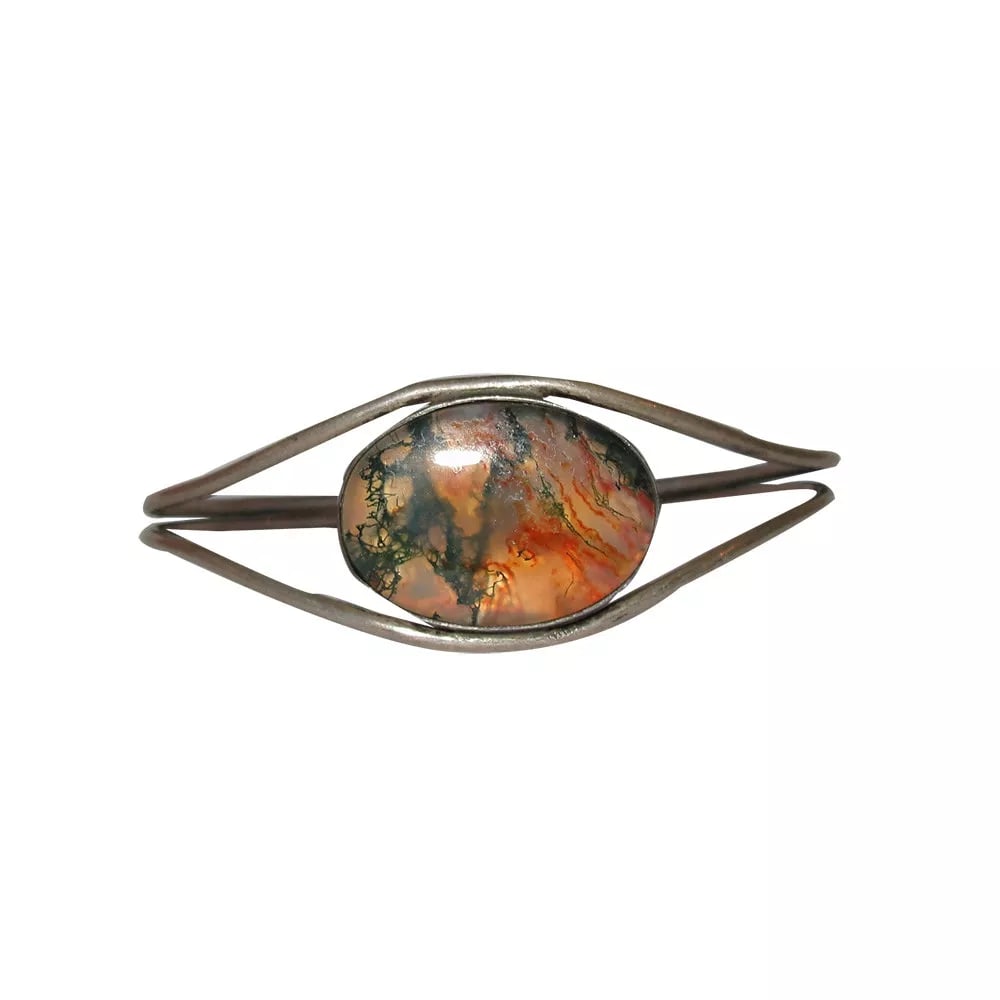 Sterling Silver Moss Agate Cuff Bracelet (1 of 5)