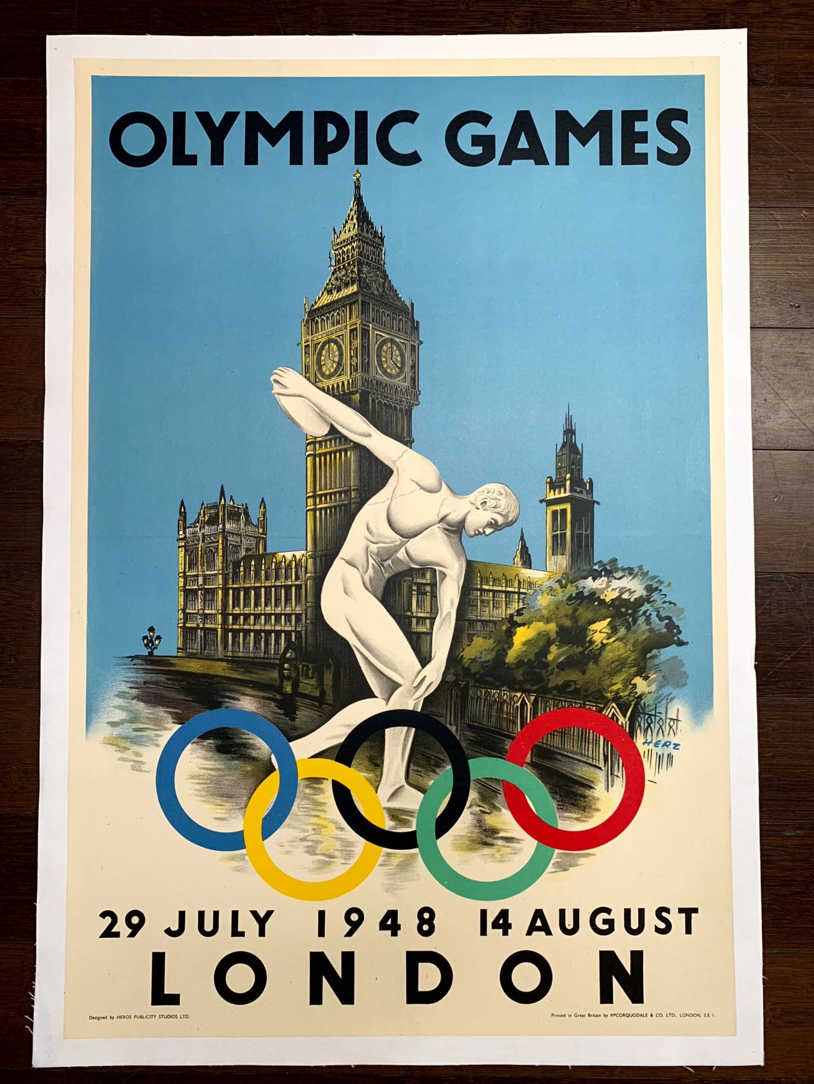 Olympic Games - London - Art Walter Herz (1948) 20x29.5 UK Olympics Poster LB (1 of 6)