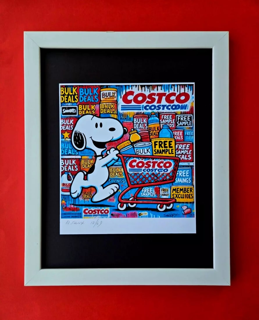 AIDAN FLUX | Hand Signed Authentic Print Framed SNOOPY SHOPPING AT COSTCO COA (1 of 4)