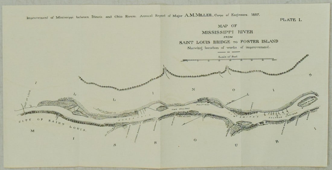 1887 Corps of Engineers Survey Map of the Mississippi by St. Louis -- Map of the Mississippi River (1 of 1)
