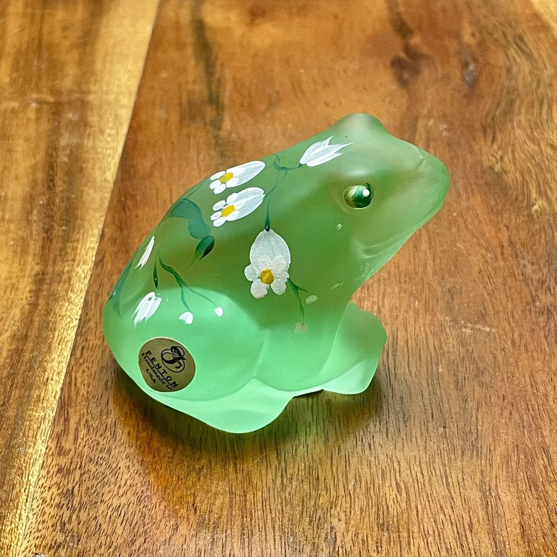 FENTON Satin Green ‘Willow, The Little Green Frog’ Glass Figurine Signed Powell (1 of 7)