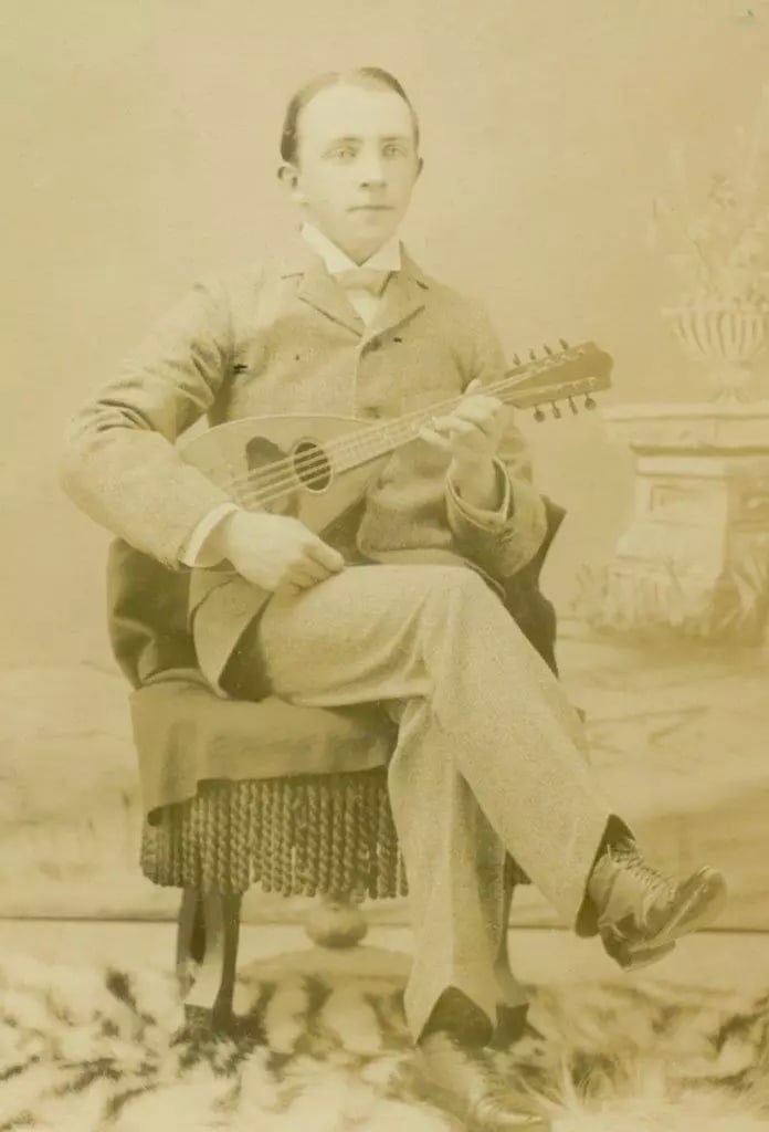 ca. 1870 OCCUPATIONAL MUSICIAN w MANDOLIN GUITAR Conneaut OHIO ID'd FENN COOPER (1 of 3)