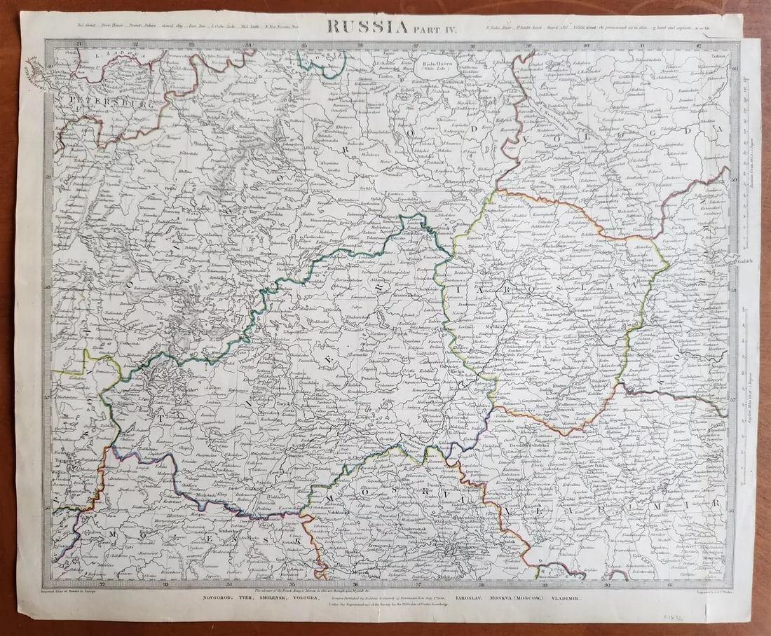 1834 MAP RUSSIA antique Novgorod Tver Smolensk Vologda Iarolslav Moscow Vladimir (1 of 10)