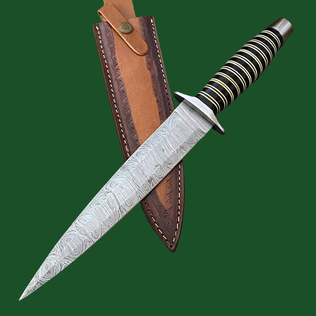 Custom Twisted Pattern Damascus Steel Blade Knife (1 of 4)