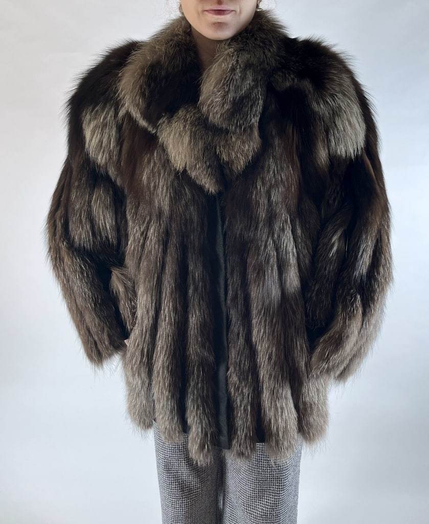 SILVER FOX FUR BOMBER JACKET EU: 2XL ;US: 22 (1 of 9)