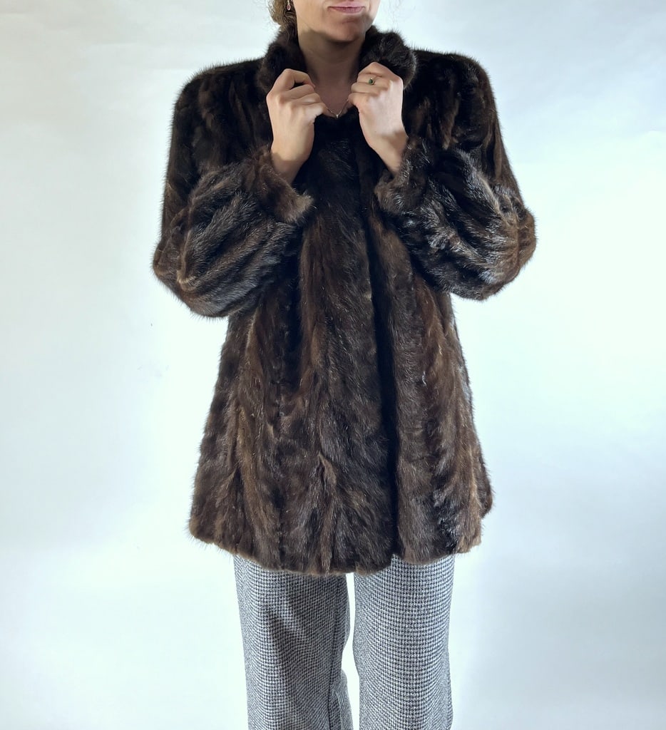 BROWN MINK FUR JACKET EU: XL ;US: 20 (1 of 7)