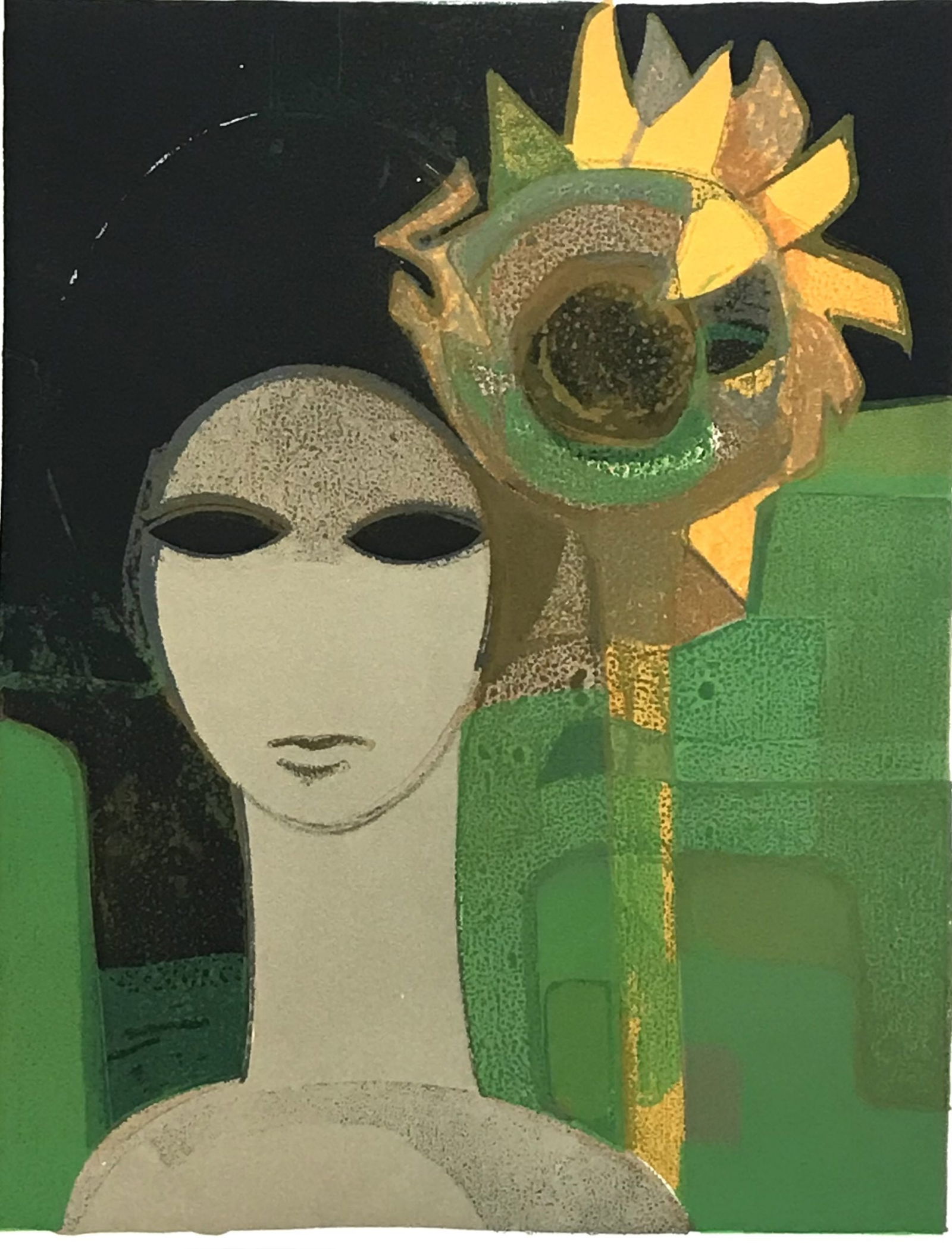 1969 Andre Minaux Original Lithograph V1-5 Mourlot: Artist: Andre Minaux Country: France Title: Untitled V1-5 Medium: Original Lithograph Marks: Not signed not numbered Printed: 1969 by Fernand Mourlot, France Paper: Velin D'Arche Size 12 x 9.50 in