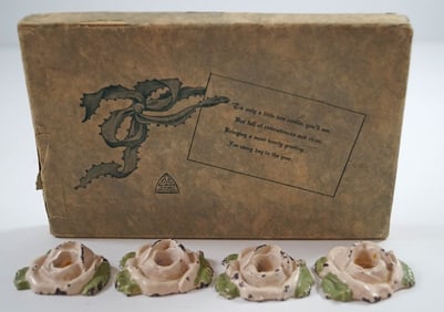 Four Roses Cast Iron Mini Candle Holder w/ Box