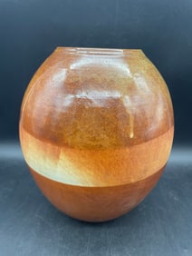 TOM AGNEW Northern Ireland RAKU Studio Art Pottery Vase 9.5” Tall RARE