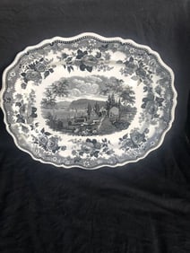 View Of Newburgh Hudson River NY Historical Staffordshire Platter