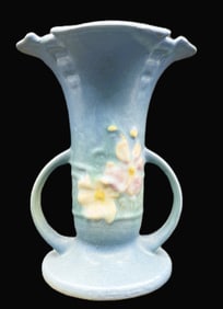 ROSEVILLE POTTERY COSMOS VASE 951-8 GREEN/BLUE