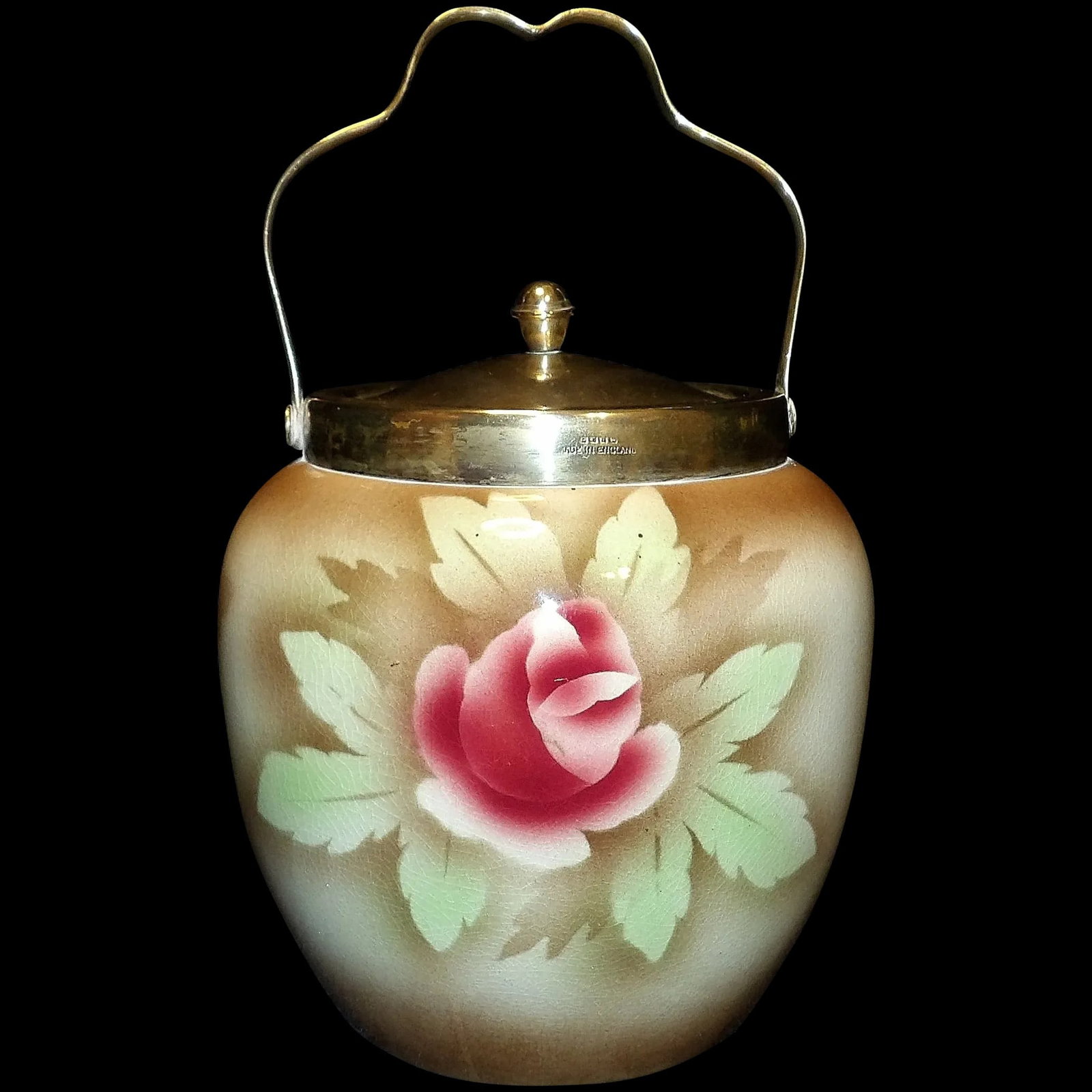 Vintage Haddon Floral Biscuit Jar: This Vintage Haddon Floral Biscuit Jar/Barrel is in very good condition with the exception of crazing. NO stains, chips, or cracks. Measures 6” x 6”. clean inside and out.; This Vintage Ha