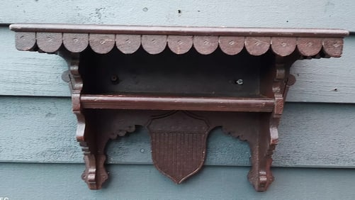 Amazing 19th century Wood shelf patriotic federal shield 1876
