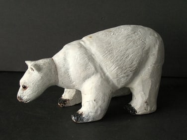 Antique folk art wood carved Polar Bear.
