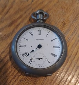Waltham pocket watch Antique large running silverine grueber case