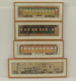 Antique folk art drawings Union Pacific Steam Engine.