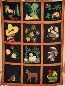Rare 20's Stumpwork Quilt