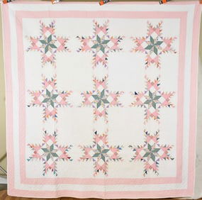 Well Quilted 30's Feathered Star Quilt