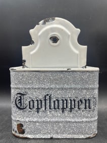 German Enamelware Topflappen Potholder/Napkin Container