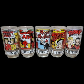 Vintage Newspaper Sunday Funnies Drinking Glasses by Libbey
