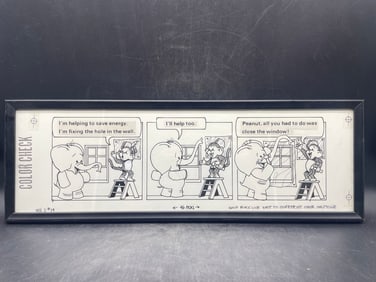 1976 Original Peanut & Jocko Comic Strip Art Weekly Reader Framed