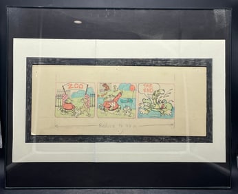 1976 Original Whiskers Comic Strip Art Weekly Reader Framed