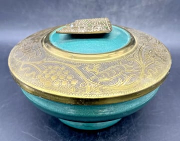 Vintage Judaica WAILING WALL Serving Bowl w Lid Jerusalem Israel